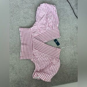 Abercrombie & Fitch Pink Checkered Blouse Size L